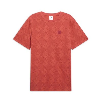 PUMA Essentials Logomania Graphic Crew Neck Short Sleeve T-Shirt Mens Red Casual