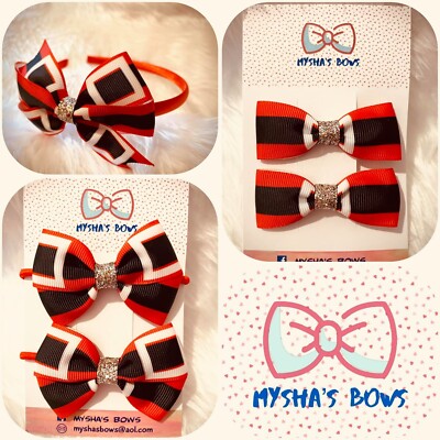 Mädchen Weihnachten/Weihnachtsmann Gürtel Haarschleife Clips/Bobbles/Stirnbänder - Rot (Handarbeit)