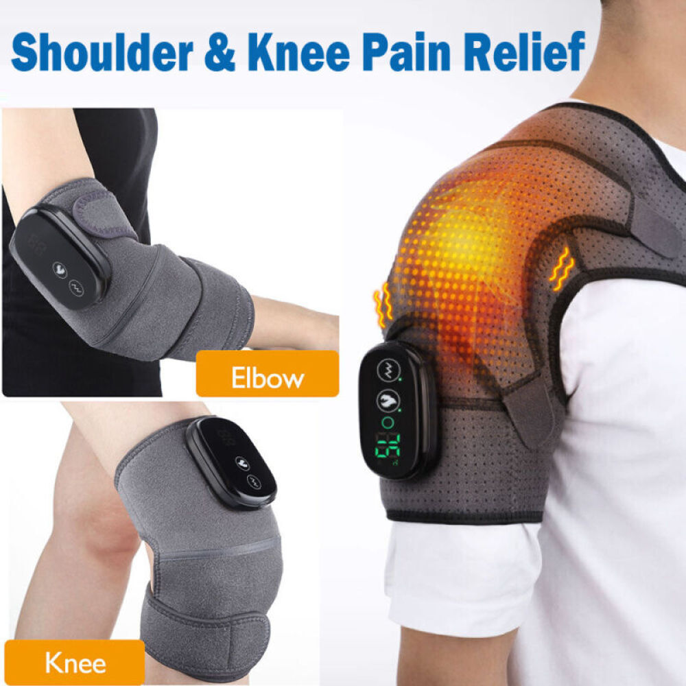 Electric Knee Massager Heated Brace Wrap Vibration Elbow/Shoulder Heating Pads