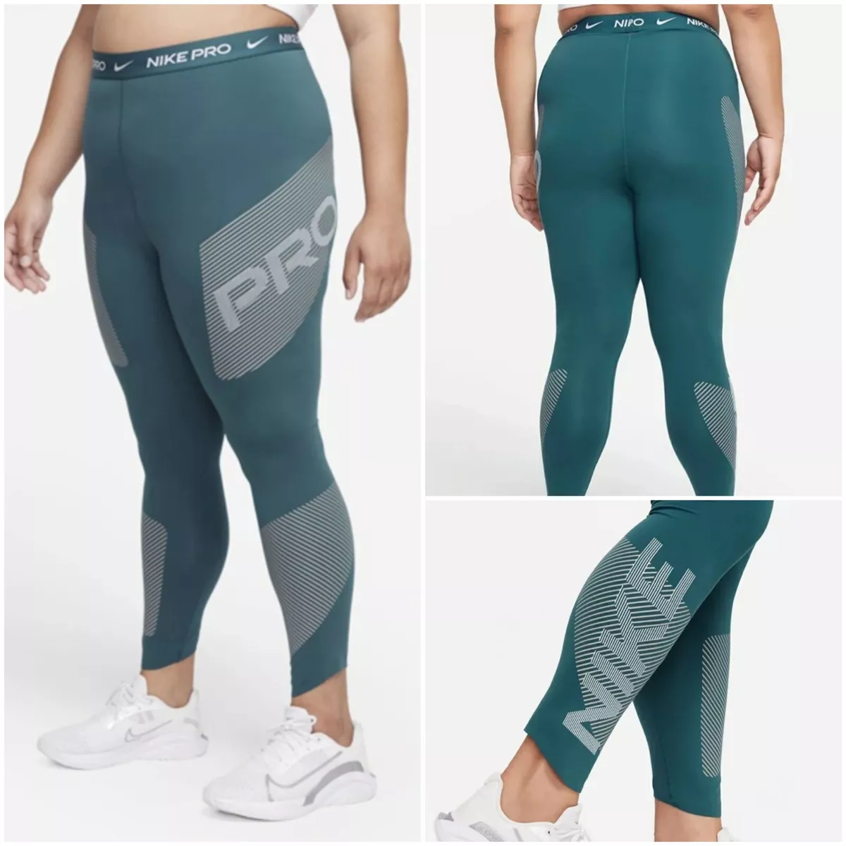 NIKE PRO Dri-FIT Women's High-Waisted 7/8 Graphic Leggings Teal