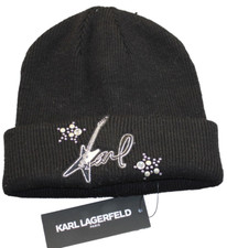 Karl Lagerfeld Paris Unisex Black Rock Star Guitar Thick Warm Beanie Hat NWT $58