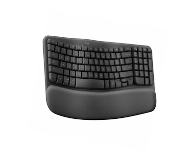 Logitech Wave Keys Bluetooth Keyboard - Black: Ergonomic Design, Wrist Rest