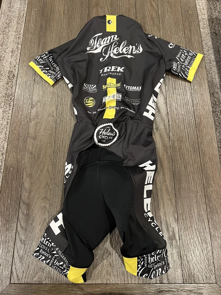 Mens Team Helen’s Racing Aero Cycling Skinsuit Speedsuit  Black Small - Image 2 of 2