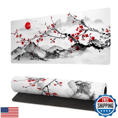 Japanese Cherry Blossom Gaming Mouse Pad 27.6x11.8 Inch Pink Full Desk Japane