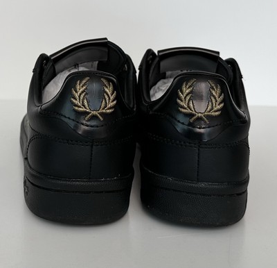 Fred Perry Men Spencer leather Sneakers Black u0026 Gold B1251/102 Size US 7  EUC. | eBay