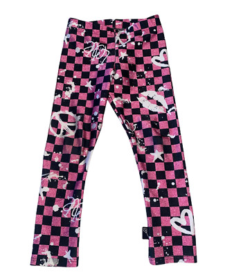 Pixie Lane baby girl high shine checker print LOVE leggings 18-24m