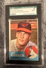 Steve Barber Signed 1963 Topps Baltimore Orioles Autograph SGC Certified