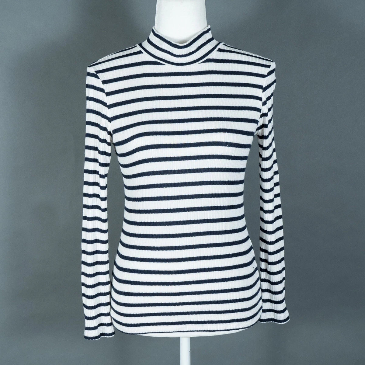Striped long sleeve mock neck sale
