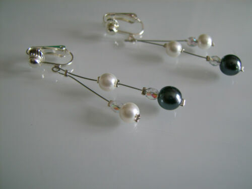 Boucles D'oreilles Anciennes En Argent Massif Avec Perle Mabé Rose Gris - Occasion, Pierre Véritable, Clous