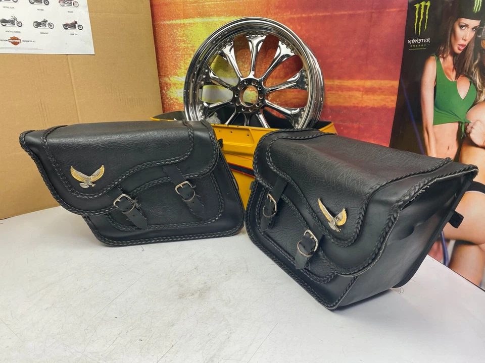 🔥Alforjas de cuero Harley Eagle Honda Yamaha Suzuki🔥 Foto 2 de 4