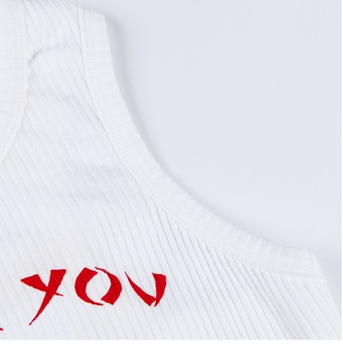 New Women Knitting Letter Tank Crop Top Bustier Gym Sexy Vacation Streetwear - Picture 8 of 10