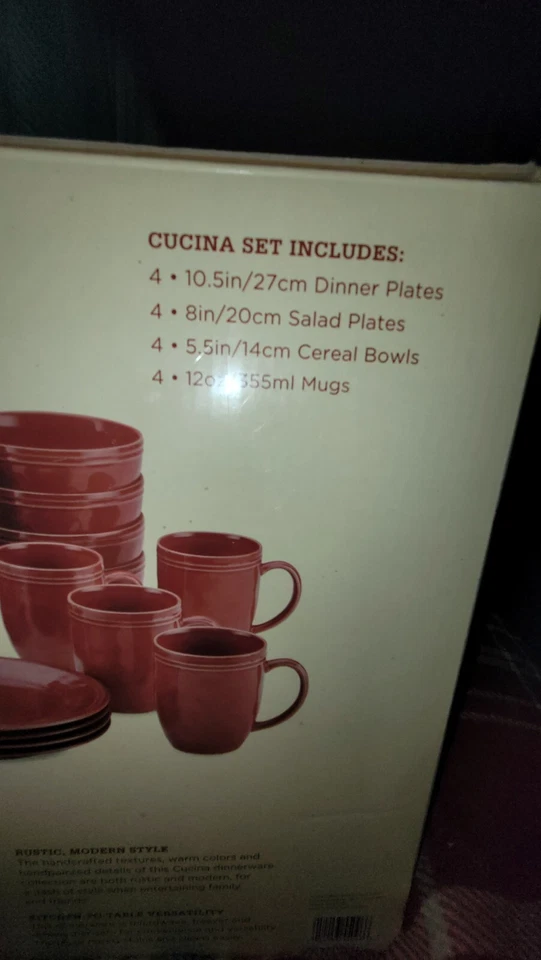 Rachel Ray CUCINA 16pc. Stoneware Dinnerware Set Red - Image 3 of 4