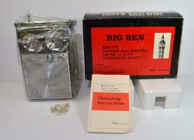 NOS Big Ben Solid State Two Band AM / FM Portable Radio Rare Unique box, manual
