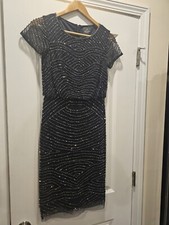 Adrianna Papell Blue Beaded Cocktail Dress 0