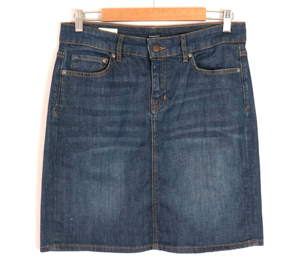 Gap Womens Stretch Denim Skirt Size 10 Blue Jean Medium Wash Whiskered Classic