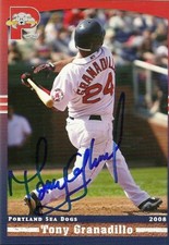 Tarjeta firmada Portland Sea Dogs Tony Granadillo 2008 autógrafo Red Sox Venezuela