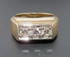 14K 2TONE MEN'S 3 DIAMOND RING 0.50 tcw SZ 10 10.43 MM WIDE 12.59 grams G132663 