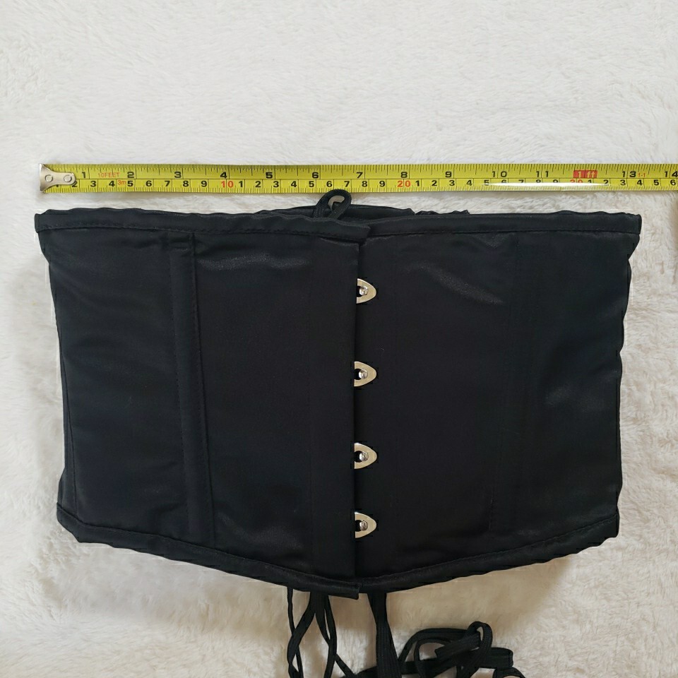 Solid Strapless Underbust Lace-Up Corset Black - image 7