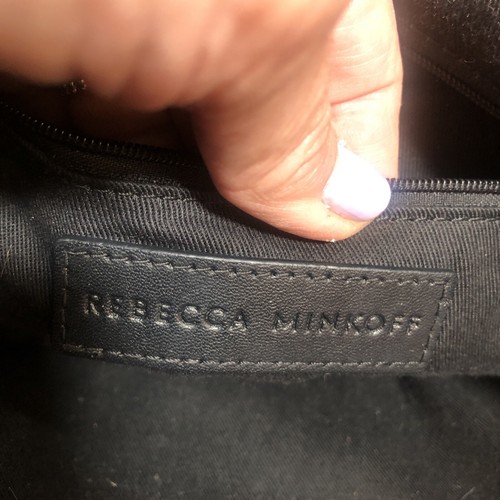Rebecca Minkoff Soft Black Pebbled Leather/Satchel Crossbody Handbag W/Fringe - Picture 5 of 9