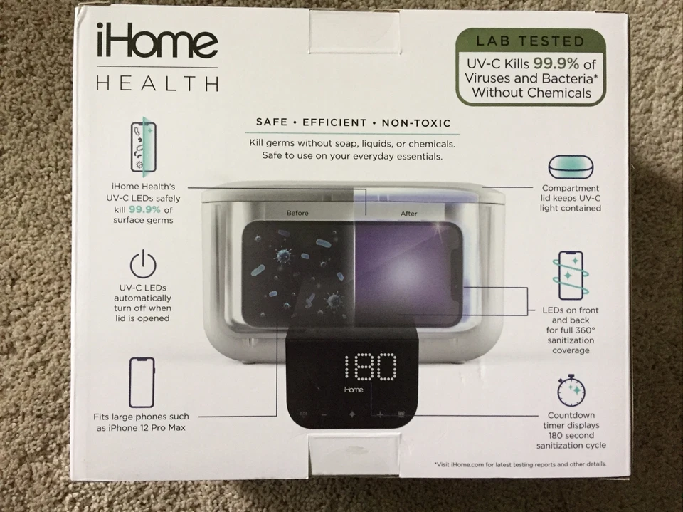 iHome - Desinfectante UV-C Power UVC II 360° con carga USB - Blanco *Nuevo* Foto 2 de 4