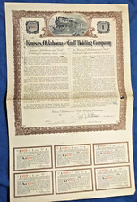 Kansas, Oklahoma and Gulf Holding Co, bilingual share certificate, foldline