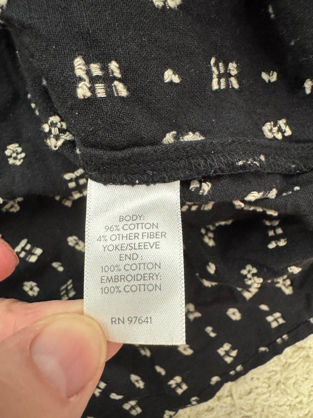 Pure Jill Elements Black Embroidered Split Neck P… - image 10