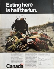 1971 Canada Travel Bureau Original Vintage Advertisement Eating Here Print Ad