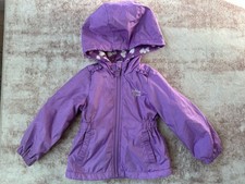 OSHKOSH Girls Reversible Fleece Jacket Purple White Heart Hooded Zip Up Sz 2T