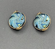 Vintage Hillcraft Rhinestones Blue Slide On Earrings Beautiful