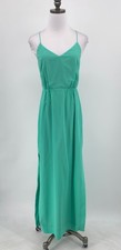 J.CREW Green Racerback Double Front Slits Strappy Midi Slip Dress Sz S