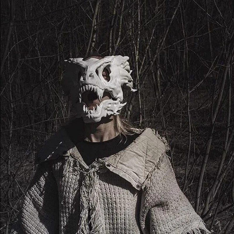 Halloween Men Cosplay Mask Dinosaur Headgear Dragon King Movable Mouth Simulated - Image 4 of 4