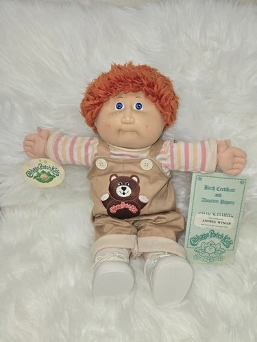 Rare Cabbage Patch, Red Hair, Freckles, KT Factory Andres Wyman, HTF Bear Outfit