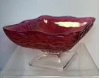 Vintage Indiana Glass Cranberry  Red Pedestal Diamond Shaped Candy Dish Bowl