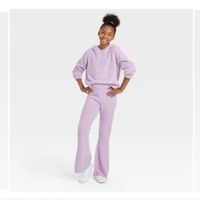 Art Class Girls L 10/12 Crop Long Sleeve Hoodie & Flare Pants Set Cozy Soft