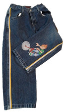 Y2K Flamehead USA Jnco Jeans Dirt Bike Youth Size 6 Vintage Yellow White 2001