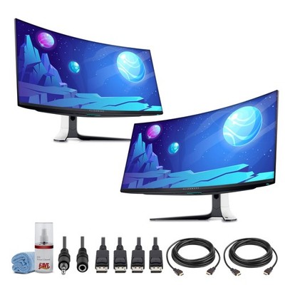 2 x Dell Alienware AW3423DW 34.2'' 1440p HDR 175 Hz Curved Gaming Monitor (Lunar