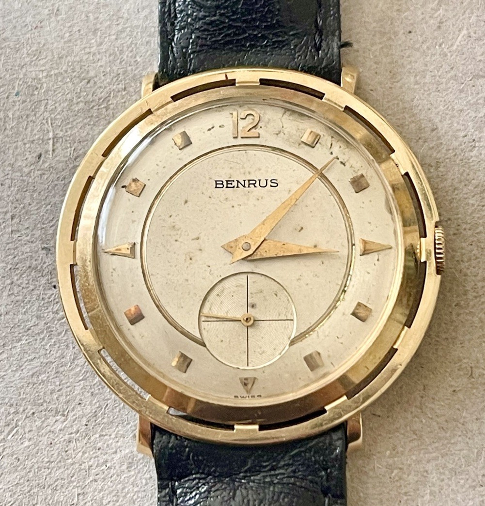 Vintage Benrus Solid 14K Gold Men's Watch 1950's Working | eBay