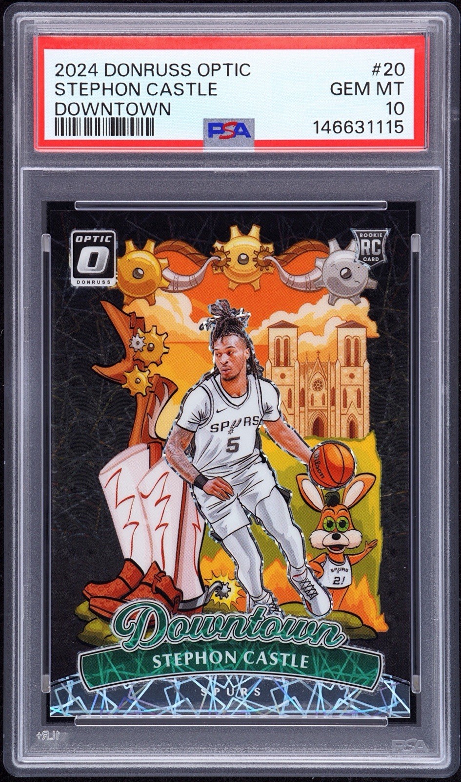 Stephon Castle 2024 Optic Downtown Rookie RC Psa 10 Case Hits Spurs