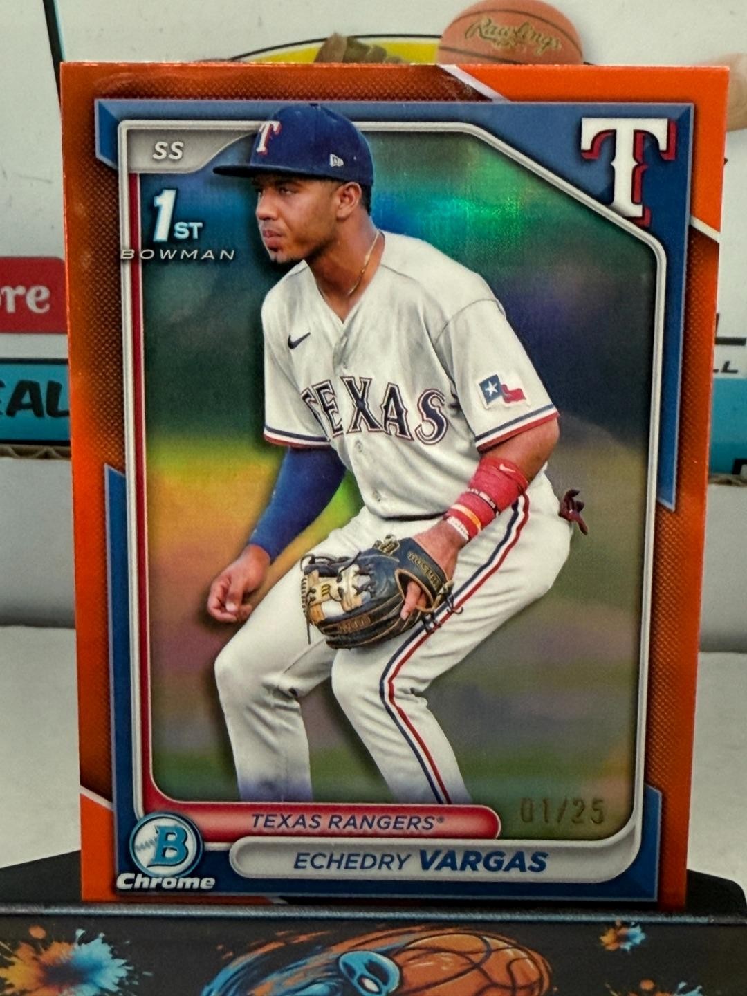 2024 Bowman Chrome 1st ECHEDRY VARGAS Orange 01/25 FIRST OFF PRINT Texas #1373