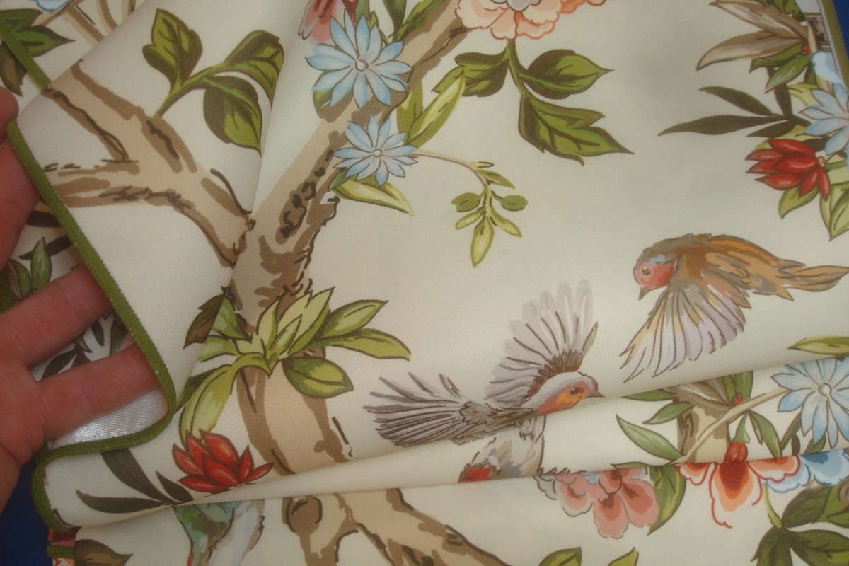 Lillian August Floral Curtain Panels – 38x96, Light Filtering With Birds Pattern, Set Of 2