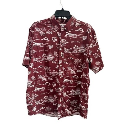 Reyn Spooner Texas A&M Aggies Maroon Aloha Shirt Mens Large Button Down College