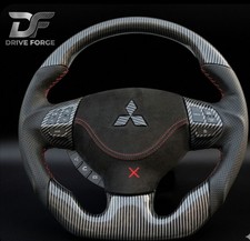 Mitsubishi Lancer Evo 10 Carbon Fiber Perforated Leather Sports Steering Wheel