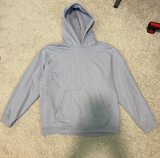 Alo Men  s Solid Blue Winter Frost Pullover Hoodie Kangaroo Pocket XL