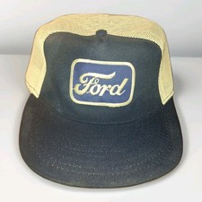 Vintage Ford Motor Co Rare Square Patch Snapback Trucker Mesh Hat Cap