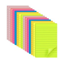  15 Pads Lined Sticky Notes 4x6 in Post, 7 Bright Colors with Lines Self-Sti...