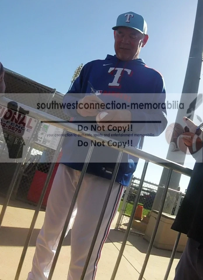 Béisbol firmado por Bruce Bochy Texas Rangers Gigantes de San Francisco prueba de autógrafo Foto 2 de 4