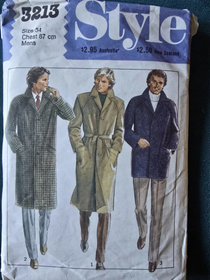 1980s Mens Saddle Shoulder Overcoat Coat Style 3213 Sewing Pattern - Image 2 of 3