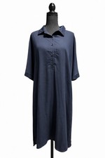 Womens Navy Blue Midi Dress 2XL Collared Button Front Short Sleeve Plus Size
