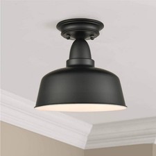 10-Inch Farmhouse Semi Flush Mount Ceiling Light Black 1-Light Barn Style E26