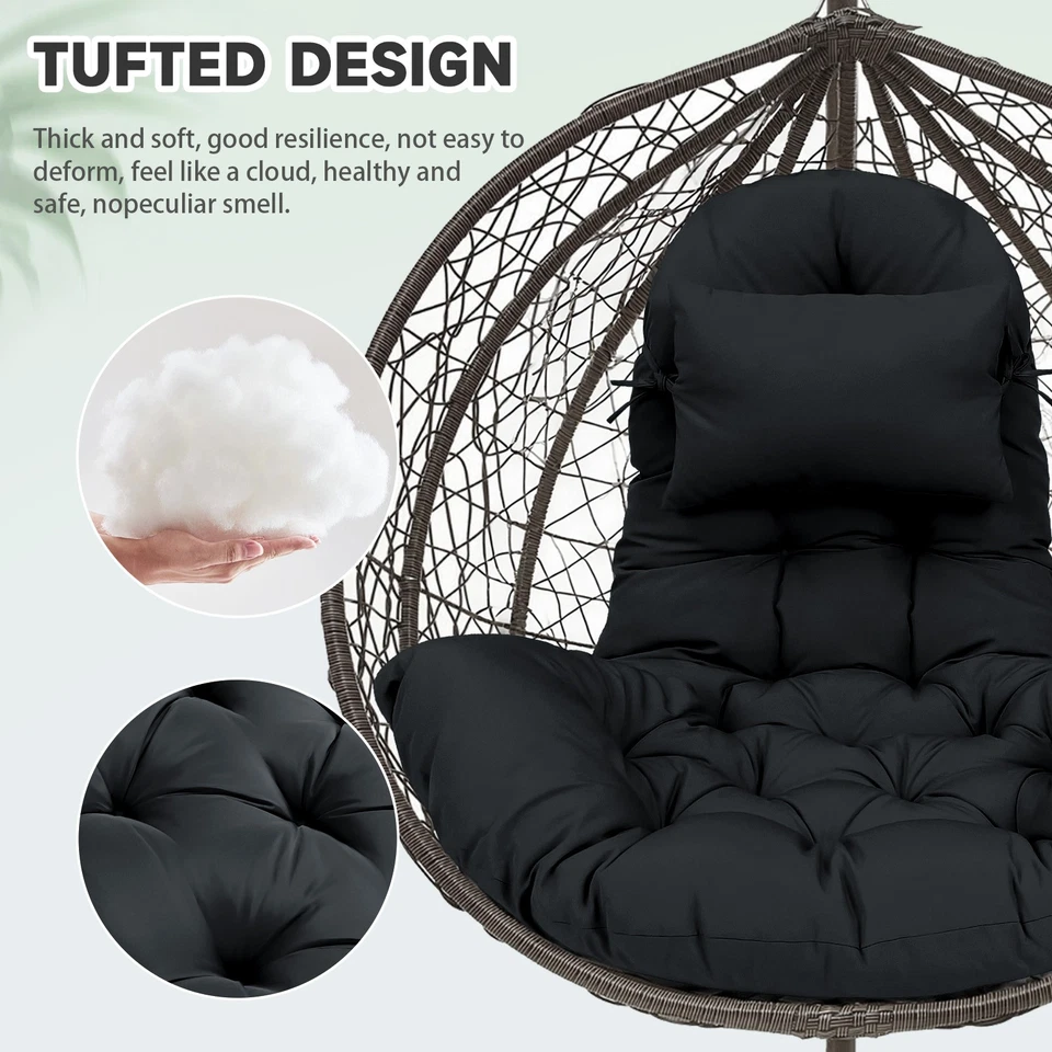 Thicken Egg Chair Cushion w/ Pillow Waterproof Hammock Swing Pad Outdoor&Indoor - Image 4 of 4
